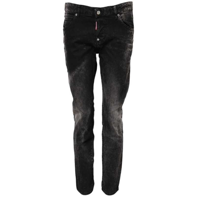 Dsquared² Black Washed Mid Waist Tapered Denim Jeans, theFeinheit
