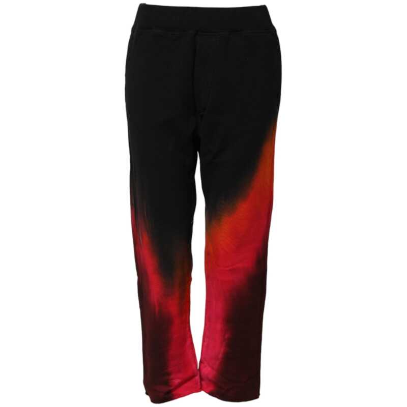 Dsquared² Black Red Cotton Straight Fit Jogger Pants, theFeinheit