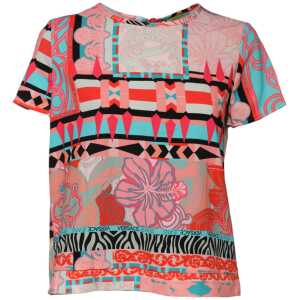 Versace Jeans Multicolor Print Short Sleeves Women Blouse Top