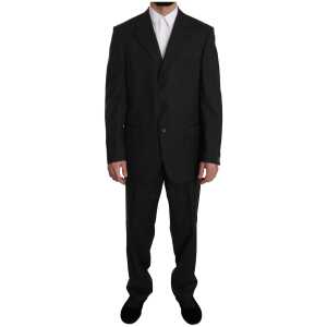 Z ZEGNA Elegant Black Striped Wool Suit