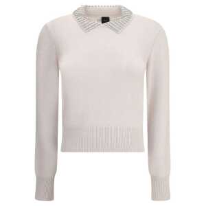 PINKO Rhinestone-decorated collar Sweater