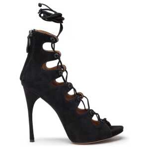 Alaia Black Suede Leather Sandal