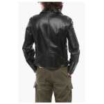 Alexander Mcqueen Vintage Effect Leather Biker Jacket 2