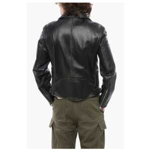 Alexander Mcqueen Vintage Effect Leather Biker Jacket 2
