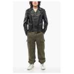 Alexander Mcqueen Vintage Effect Leather Biker Jacket 4