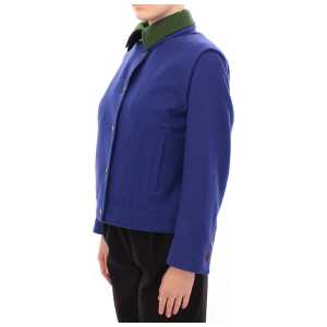 Andrea Incontri Elegant Blue Wool Jacket With Removable Collar