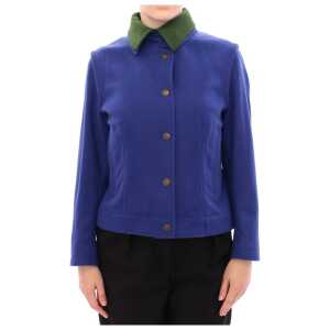 Andrea Incontri Elegant Blue Wool Jacket With Removable Collar 8