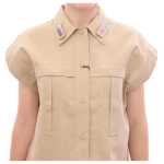 Andrea Incontri Sleeveless Beige Cotton Tank Top With Brooches 3