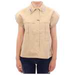 Andrea Incontri Sleeveless Beige Cotton Tank Top With Brooches 8