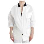 Andrea Pompilio Chic White Cotton Blend Blazer 8