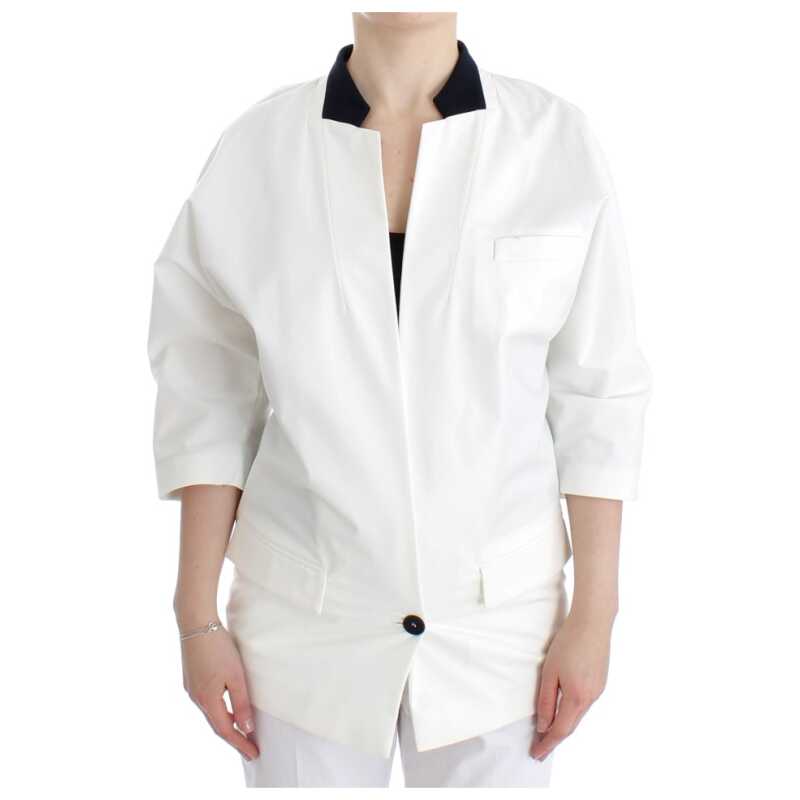 Andrea Pompilio White Cotton Blend Oversized Blazer Jacket, theFeinheit
