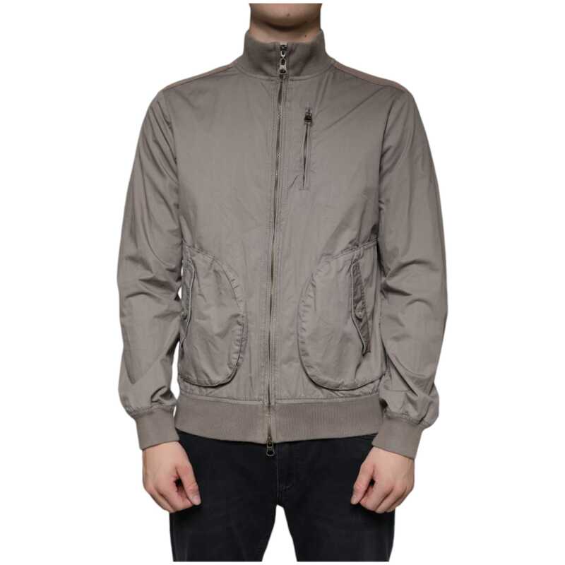 Armani Jeans Brown Cotton Full Zip Bomber Logo Jacket, theFeinheit
