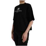 Balenciaga Black Cotton Logo Crew Neck Short Sleeves T Shirt