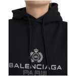 Balenciaga Black Cotton Logo Hooded Pullover Sweatshirt Sweater 4