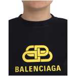 Balenciaga Black Cotton Logo Print Crew Neck Short Sleeves T Shirt 3
