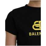 Balenciaga Black Cotton Logo Print Crew Neck Short Sleeves T Shirt 4