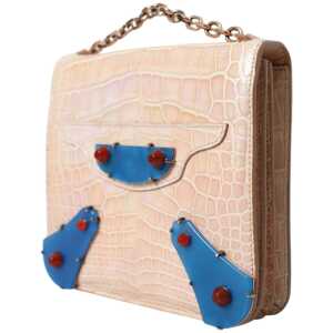 Balenciaga Elegant Mini Chain Beige Clutch For Evening Elegance
