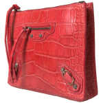 Balenciaga Exotic Red Alligator Leather Clutch