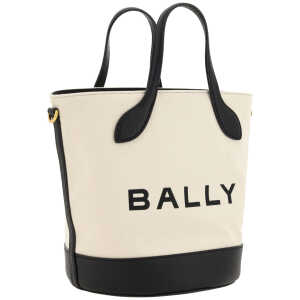 Bally Elegant Monogram Bucket Bag In Black White