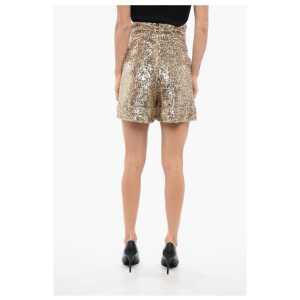 Balmain Double Pleated High Waisted Sequined Shorts 2