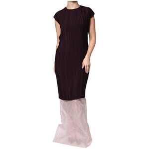 Barbara Casasola Brown Silk Short Sleeves Sheath Maxi Dress