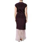 Barbara Casasola Brown Silk Short Sleeves Sheath Maxi Dress 4