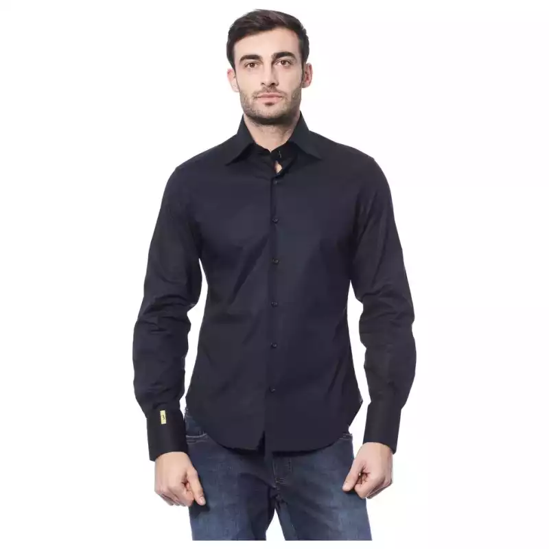 Billionaire Italian Couture Blue Cotton Men Shirt, theFeinheit