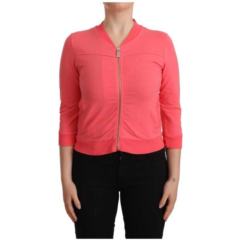 Blumarine Pink 3/4 Sleeve Zip Embellished Sweater, theFeinheit