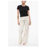 Blumarine Ribbed Crop T Shirt With Rhinestoned Logo 4