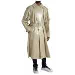 Bottega Veneta Beige Lambskin Leather Trench Coat Jacket 3