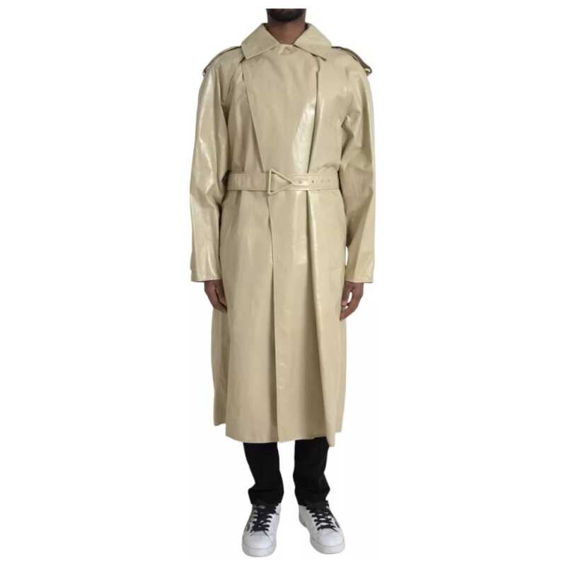 Bottega Veneta Beige Lambskin Leather Trench Coat Jacket, theFeinheit
