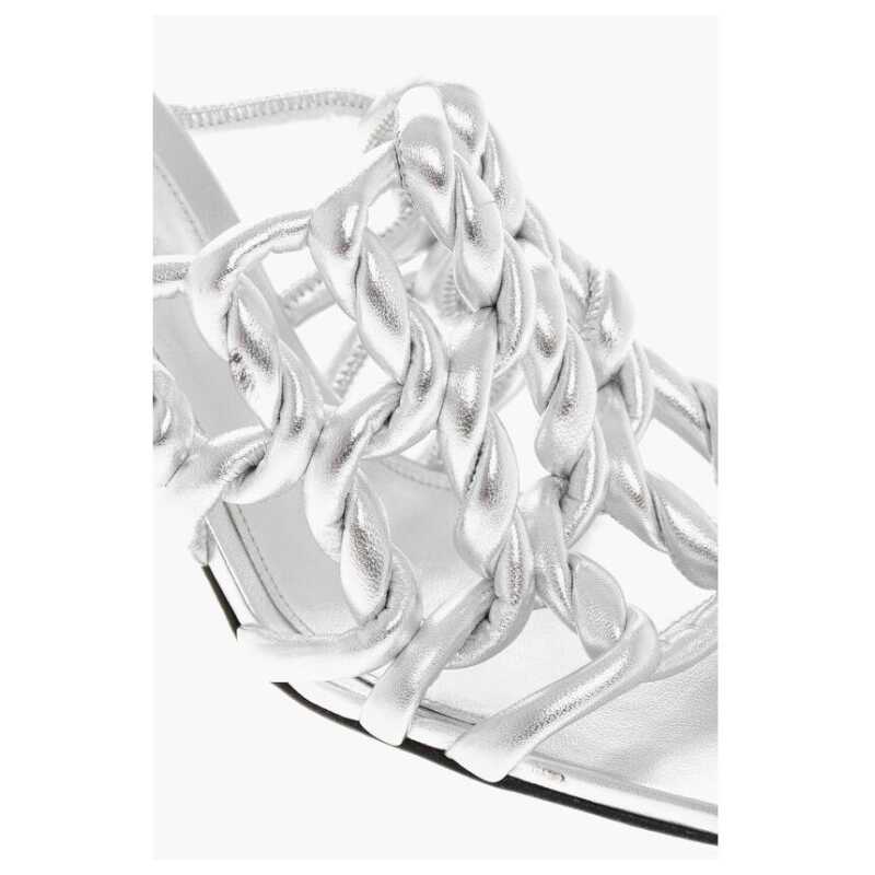 Bottega Veneta Silver Leather Women Sandal, theFeinheit