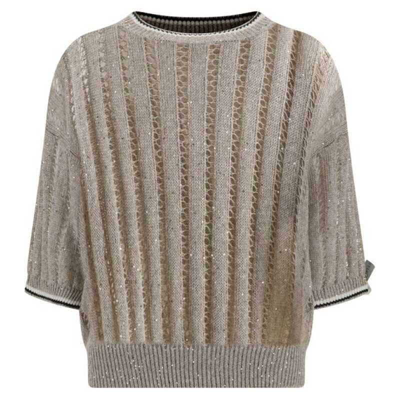 Brunello Cucinelli Openwork knit pattern Sweater with sequins, theFeinheit