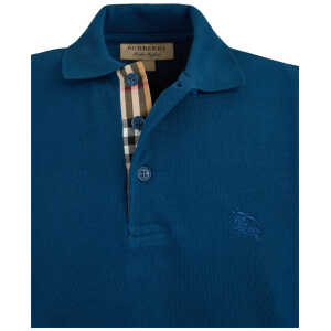 Burberry Deep Teal Blue Cotton Collared Polo Shirt 2