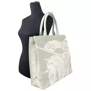 Burberry Ekd Canvas Tote Bag With Coin Pouch Beige 2