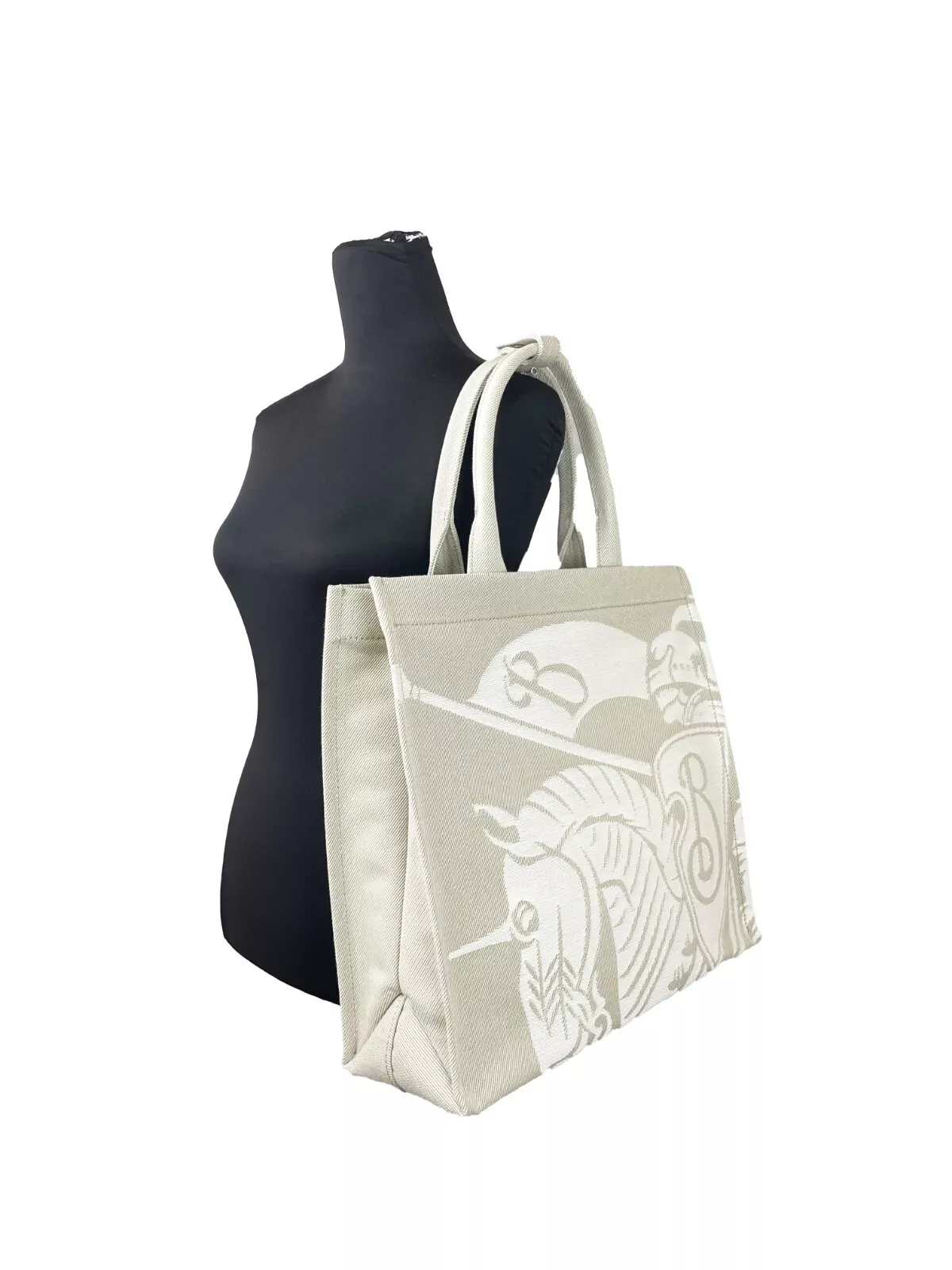 Burberry Ekd Canvas Tote Bag With Coin Pouch Beige 2