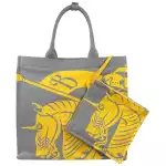Burberry Ekd Canvas Tote Bag With Coin Pouch Sunflower Gray