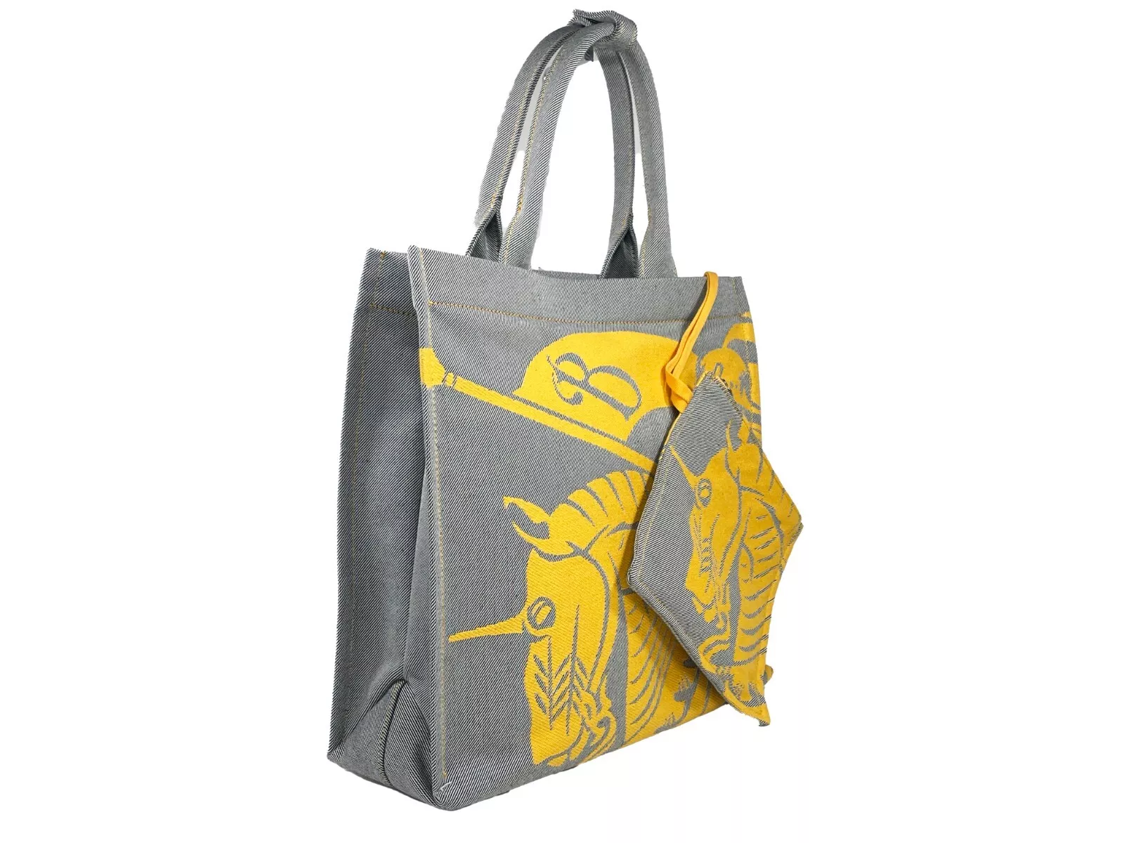 Burberry Ekd Canvas Tote Bag With Coin Pouch Sunflower Gray 2