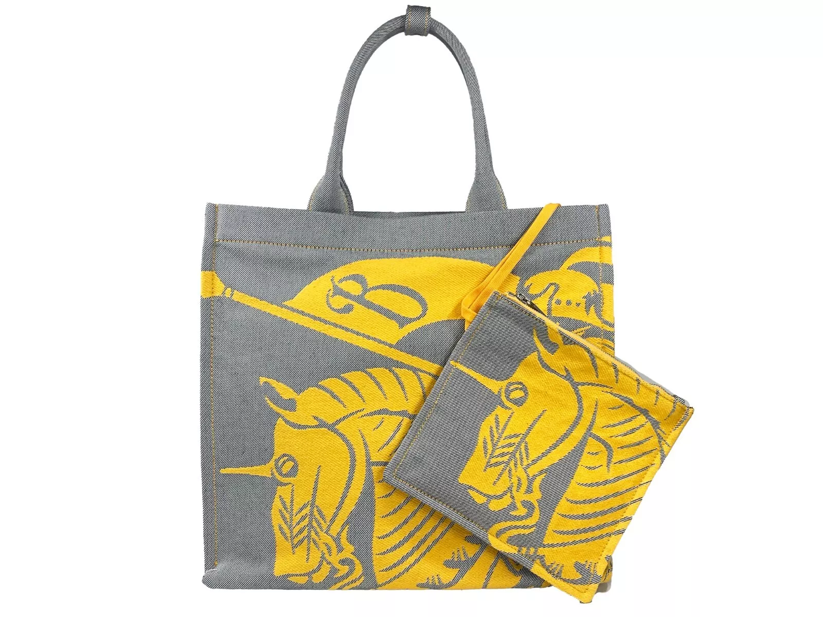 Burberry Ekd Canvas Tote Bag With Coin Pouch Sunflower Gray