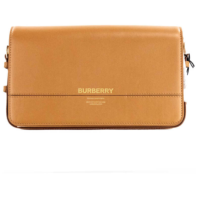 Burberry Grace Small Nutmeg Smooth Leather Flap Crossbody Clutch Handbag Purse 2