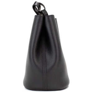 Burberry Lorne Small Black Haymarket Check Pebble Leather Bucket Handbag Purse