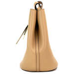 Burberry Lorne Small Camel Haymarket Check Pebble Leather Bucket Handbag Purse