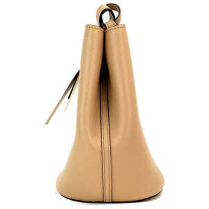 Burberry Lorne Small Camel Haymarket Check Pebble Leather Bucket Handbag Purse