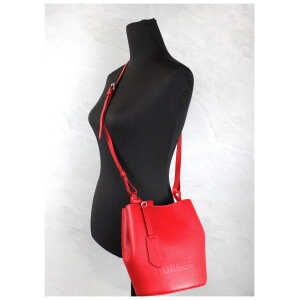 Burberry Lorne Small Red Pebbled Leather Bucket Crossbody Purse Bag