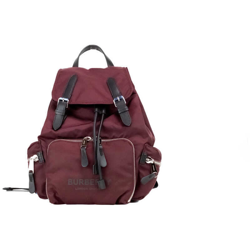 Burberry Medium Burgundy Econyl Nylon Rucksack Drawstring Backpack Bookbag, theFeinheit