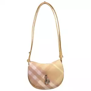 Burberry Mini Check Rocking Horse Crossbody Bag Purse Peach 2
