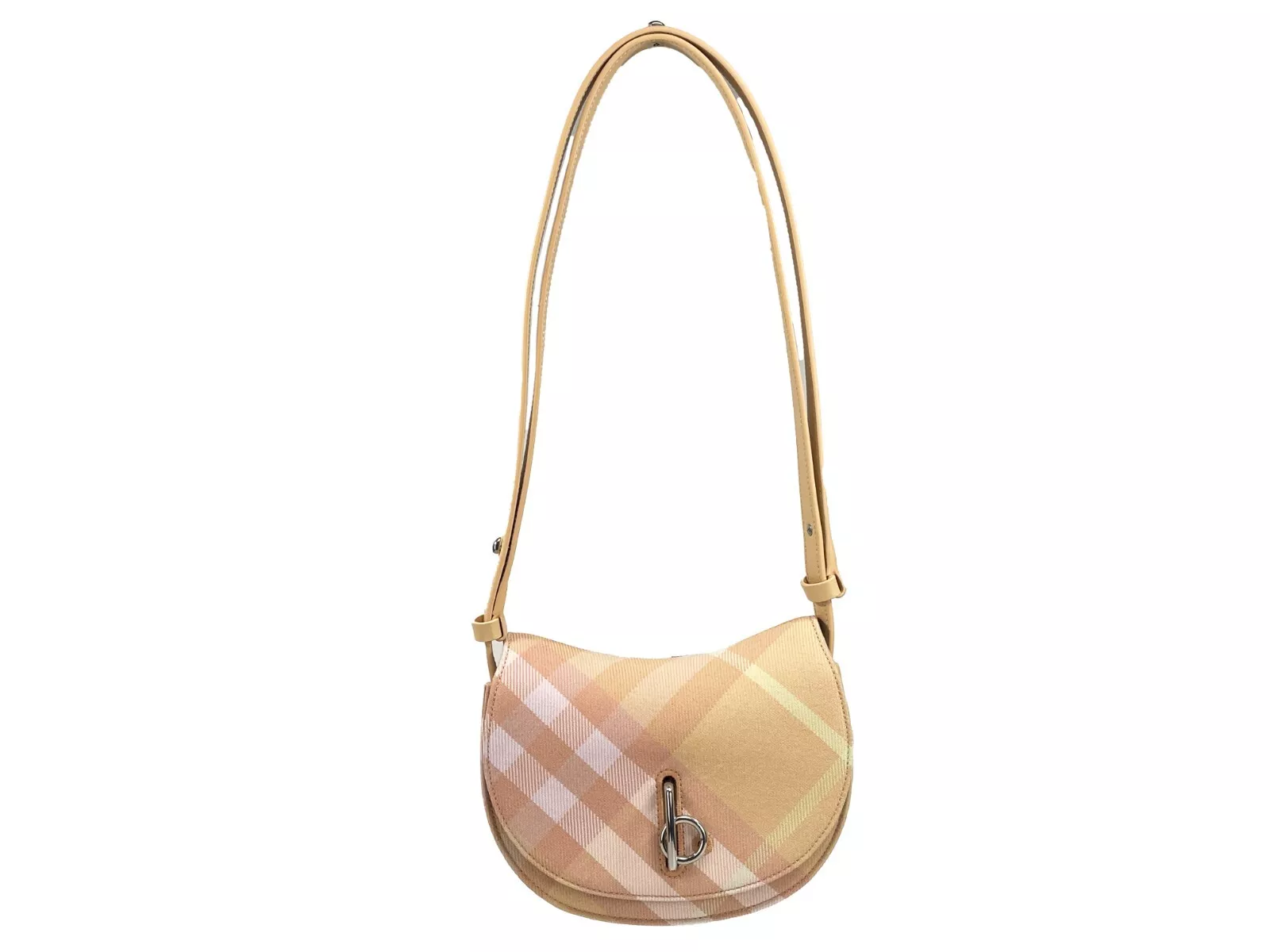Burberry Mini Check Rocking Horse Crossbody Bag Purse Peach 2