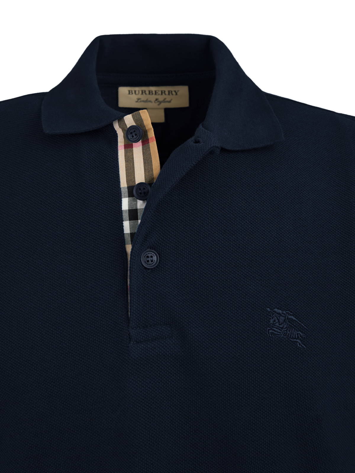 Burberry Navy Blue Cotton Collared Polo Shirt 2