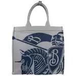 Burberry Navy Ekd Canvas Tote Bag With Coin Pouch