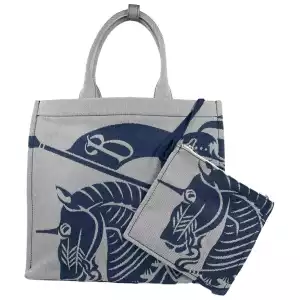 Burberry Navy Ekd Canvas Tote Bag With Coin Pouch 2